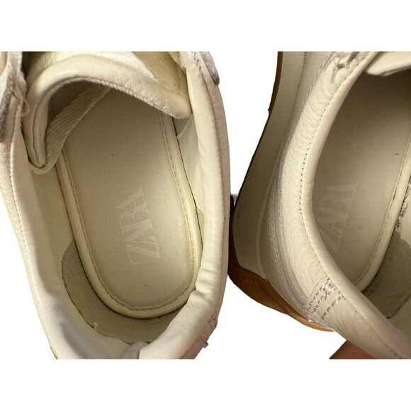 Zara Leather Sneaker Shoes sz 37 Like NEW - Picture 5 of 7